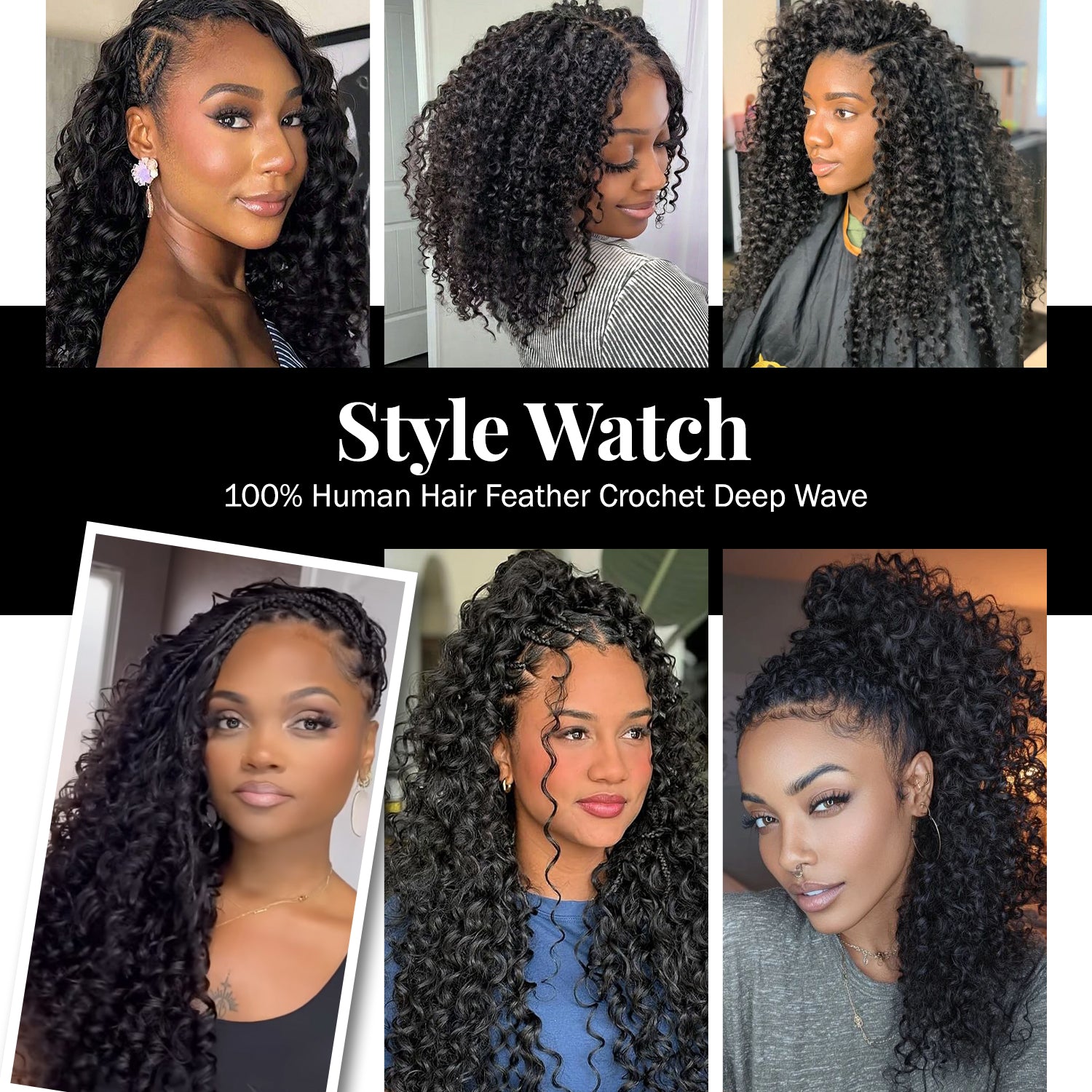 Uniq Hair 100% Human Hair Seamless Pre-Separated Feather Crochet Deep Wave