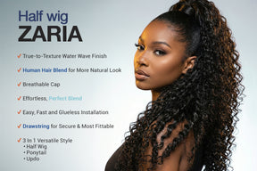 The Stylist Human Hair Blend Perfect Blend Water Wave Drawstring Half Wig Zaria