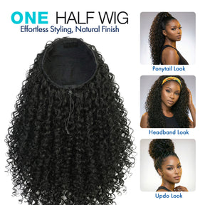 The Stylist Human Hair Blend Perfect Blend Water Wave Drawstring Half Wig Zaria