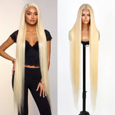 UpScale 100% Human Hair HD Swiss Lace 13x4 Lace Frontal Wig Super Long Straight 40"