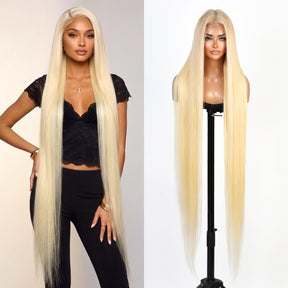 UpScale 100% Human Hair HD Swiss Lace 13x4 Lace Frontal Wig Super Long Straight 40"