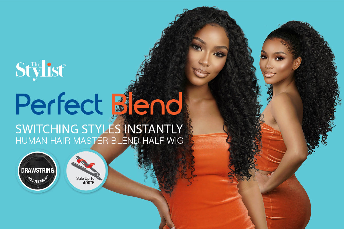 The Stylist Human Hair Blend Perfect Blend Water Wave Drawstring Half Wig Zaria