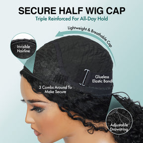 210g Diva Queen 100% Virgin Human Hair Half Wig Water Wave 20"