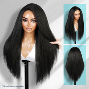 The Stylist Human Hair Blend Perfect Blend Kinky Straight Textured Drawstring Half Wig Brielle