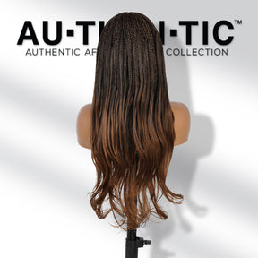 Authentic Glueless Full Lace Braided Wig Medium Knotless Box Braid Layered Mermaid Wave 1B/30 28" BW Unit15