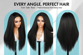 The Stylist Human Hair Blend Perfect Blend Kinky Straight Textured Drawstring Half Wig Brielle