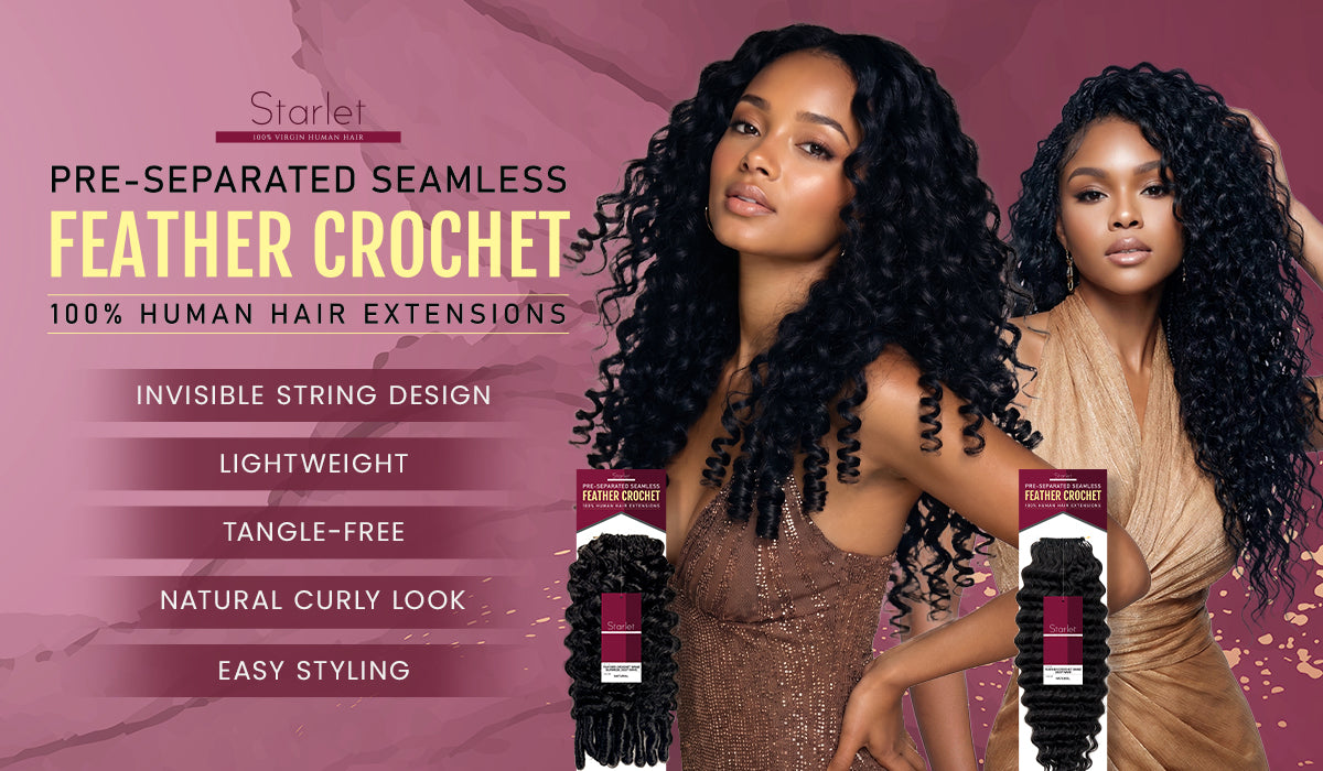100g VALUE PACK Starlet 100% Human hair Miracle Knots Feather Crochet Braid Burmese Curl 16"