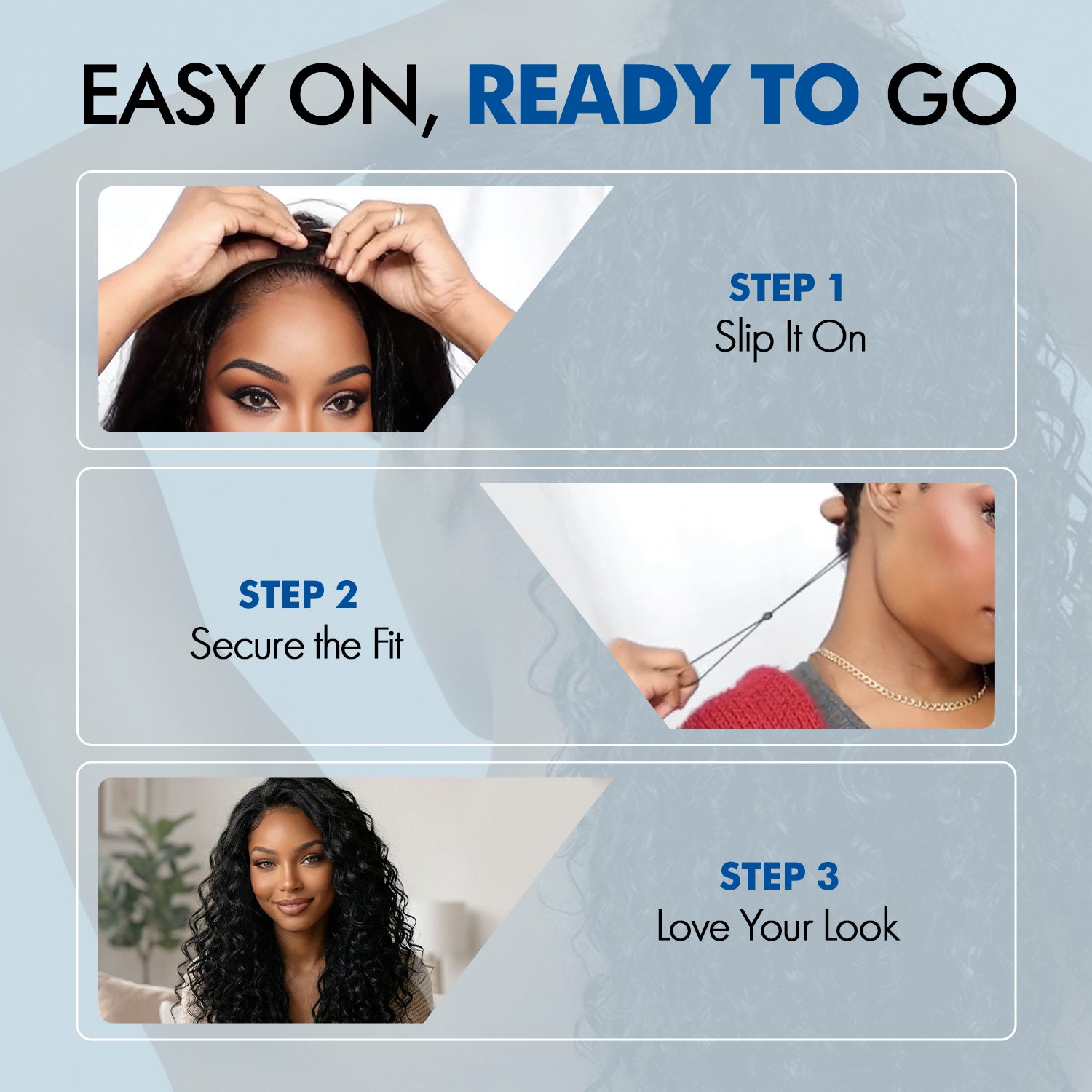 The Stylist Human Hair Blend Perfect Blend Water Wave Drawstring Half Wig Zaria