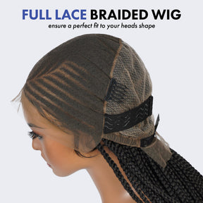 Authentic Glueless Full Lace Braided Wig Medium Fulani Crisscross Feed-In Braids 1B 36" BW Unit10