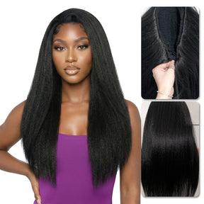 The Stylist Human Hair Blend Perfect Blend Kinky Straight Textured Drawstring Half Wig Brielle