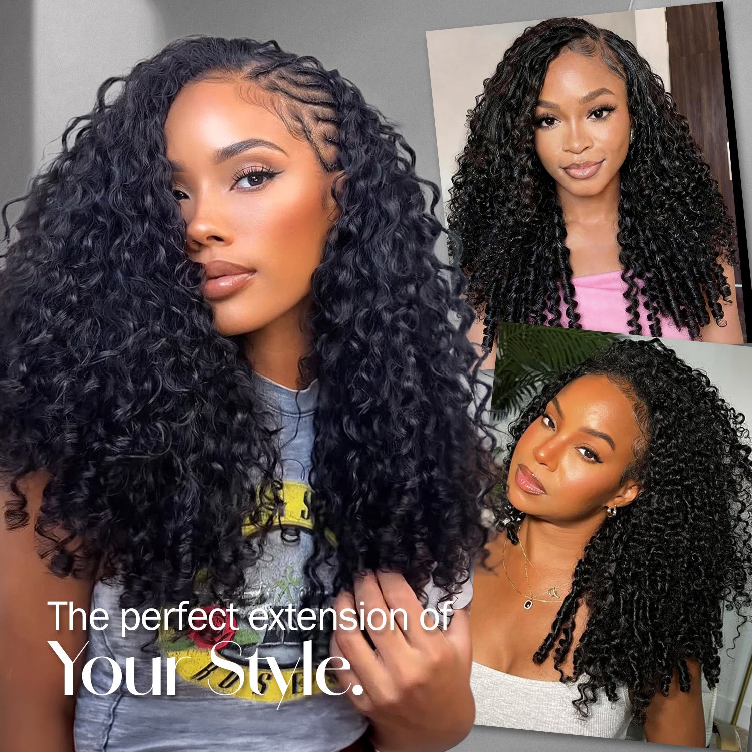 Uniq 100% Human hair Seamless Pre-Separated Feather Crochet Burmese Curl (14"-18") (60g)
