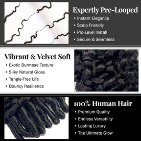 Uniq 100% Human hair Seamless Pre-Separated Feather Crochet Burmese Curl (14"-18") (60g)