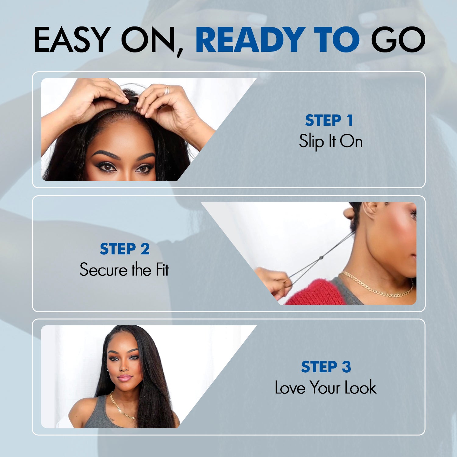 The Stylist Human Hair Blend Perfect Blend Kinky Straight Textured Drawstring Half Wig Brielle