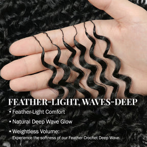 Uniq Hair 100% Human Hair Seamless Pre-Separated Feather Crochet Deep Wave