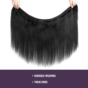 UpScale 15A Super Double Drawn Virgin Human Hair Bundle Silk Pressed Weave Bone Straight Natural Black (10"-28")