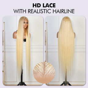 UpScale 100% Human Hair HD Swiss Lace 13x4 Lace Frontal Wig Super Long Straight 40"