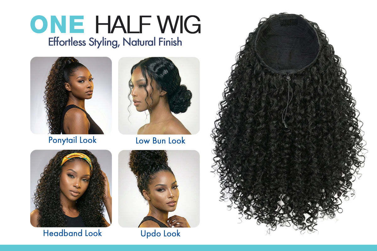 The Stylist Human Hair Blend Perfect Blend Water Wave Drawstring Half Wig Zaria