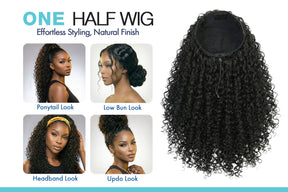 The Stylist Human Hair Blend Perfect Blend Water Wave Drawstring Half Wig Zaria