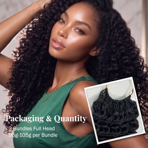 Uniq Hair 100% Human Hair Seamless Pre-Separated Feather Crochet Deep Wave