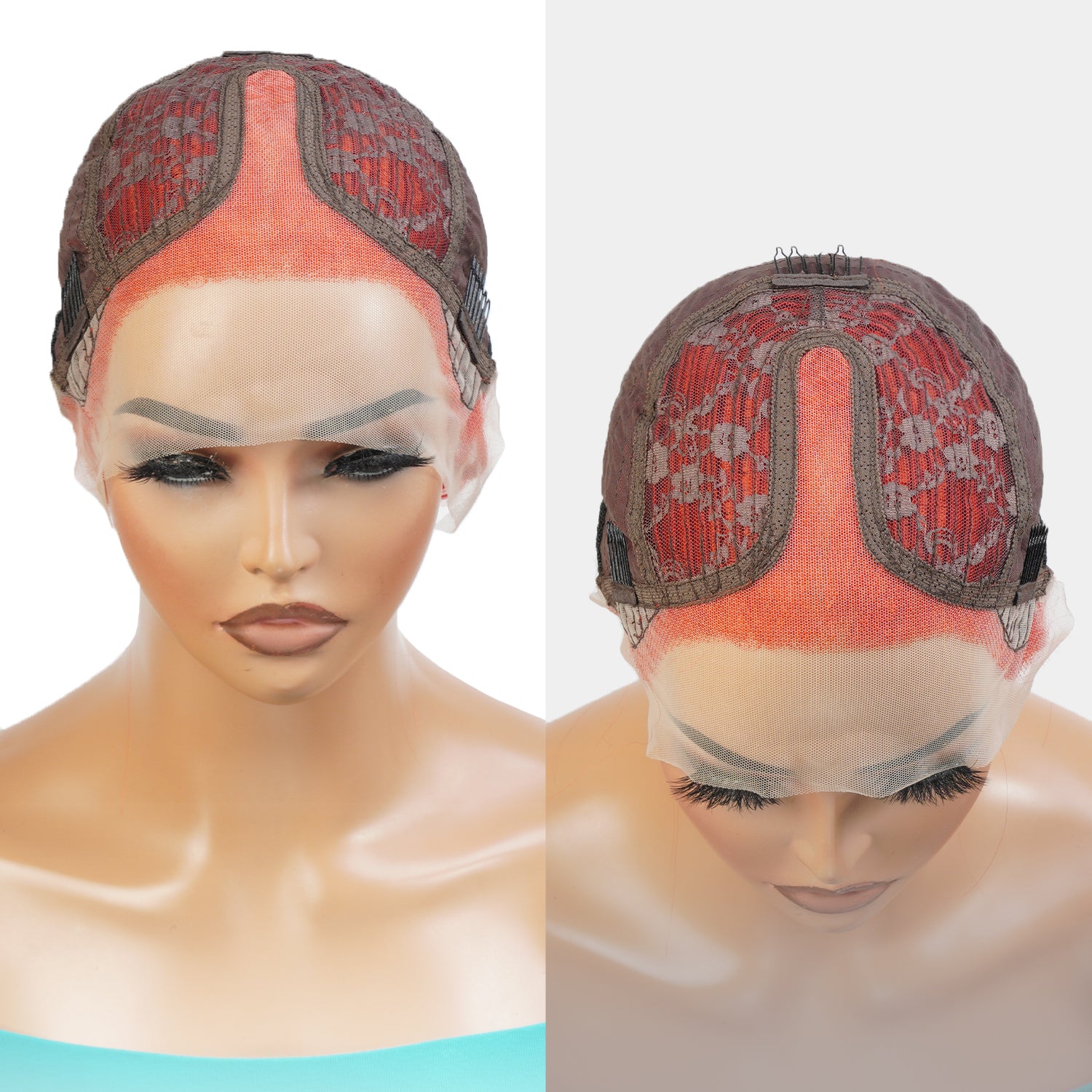 UpScale 100% Human Hair Glueless T Part Lace Wig Red Bob 12"