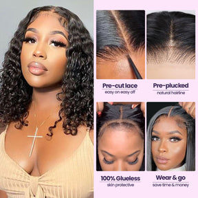 Wear and Go Pre Cut Glueless 100% Virgin Human Hair 5x5 Lace Wig Afro Kinky 16"