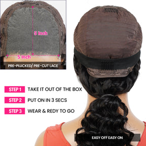 Wear and Go Pre Cut Glueless 100% Virgin Human Hair 5x5 Lace Wig Afro Kinky 16"