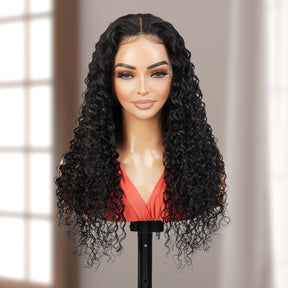 UpScale 100% Human Hair Glueless HD Swiss Lace 13x4 Lace Frontal Wig Water Wave 22"