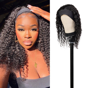 Human Hair, Headband Wig, Glueless, Kinky Straight, Natural Texture