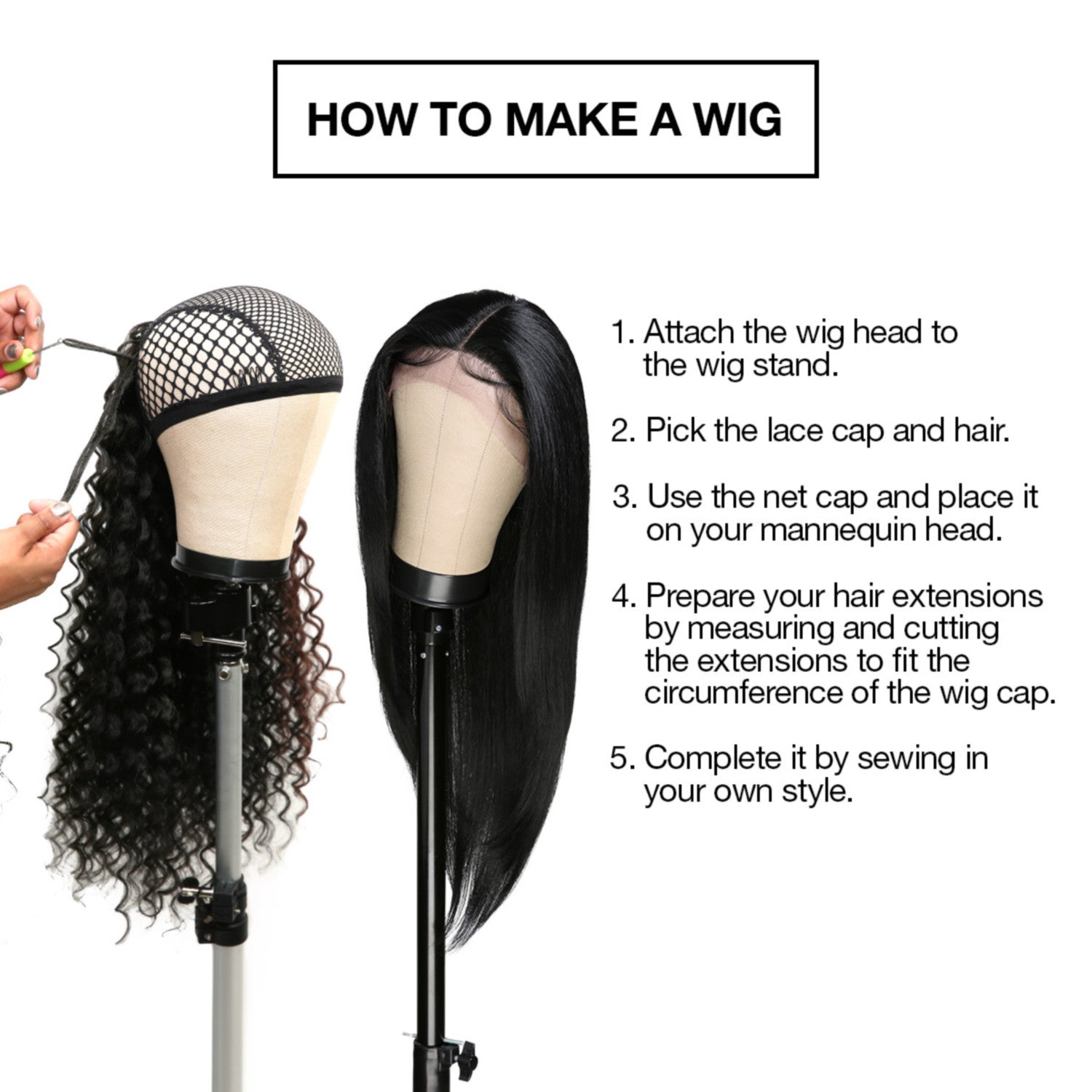 Studio Limited Canvas Block Head, Height 12", DIY Wig Making Starter Kit 12pcs