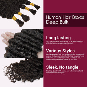 Starlet 100% Virgin Unprocessed Human Braiding Hair Deep Bulk