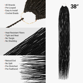 Authentic Synthetic Hair Crochet Braid Pre-Looped Senegalese Twist Braid 38"