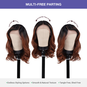 Multi-Parting, 13X6, Human Hair Blend, Frontal Wig, Loose Curl, Invisible Lace, Mid-Length, Wavy, Everyday Wig, Pre-Plucked