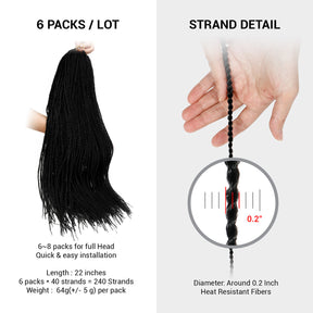 Authentic Synthetic Hair Pre-Looped Senegalese Twist Braid 22"