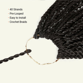 Authentic Synthetic Hair Crochet Braid Pre-Looped Senegalese Twist Braid 38"