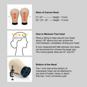 Studio Limited Canvas Block Head, Height 12", DIY Wig Making Starter Kit 12pcs