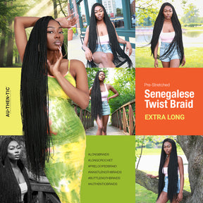 Authentic Synthetic Hair Crochet Braid Pre-Looped Senegalese Twist Braid 38"