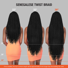 Authentic Synthetic Hair Crochet Braid Pre-Looped Senegalese Twist Braid 38"