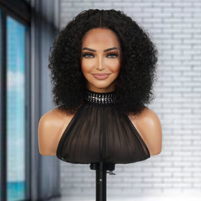 100% Virgin Remi Human Hair HD Transparent T-Part Lace Short Curly Wig Opal