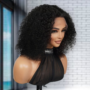 100% Virgin Remi Human Hair HD Transparent T-Part Lace Short Curly Wig Opal