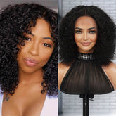 100% Virgin Remi Human Hair HD Transparent T-Part Lace Short Curly Wig Opal
