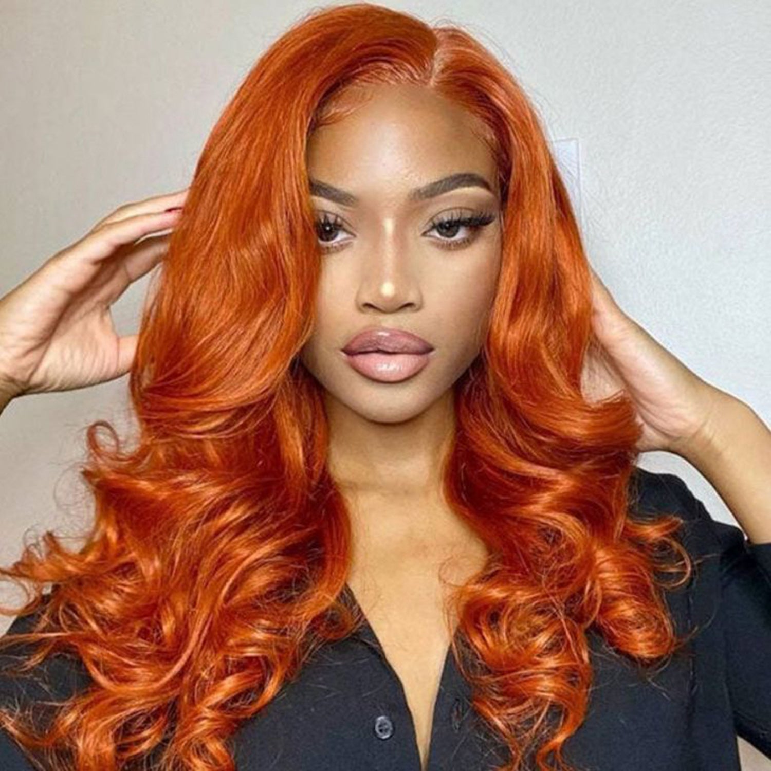Good quality t-part human hair wigs, Pre-plucked with baby hair and natural look, Middle part wig of easy and comfortable to wear, Reasonable price for fancy colored wigs, Ginger orange color gives you a trendy look, Prevent hair damage with this Pre-Bleached & dyed wig by experts