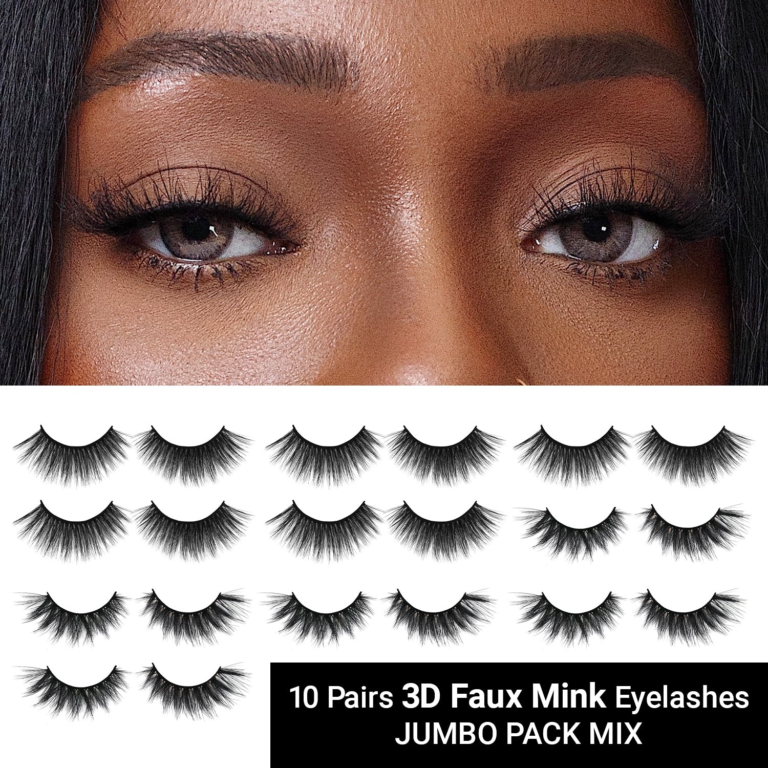 3D Faux Mink Eyelashes Jumbo Pack Mix 10 Pairs