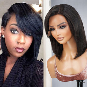 100% Virgin Remi Human Hair Lace Wig 360 Lace Frontal Wig Natural Straight 12"