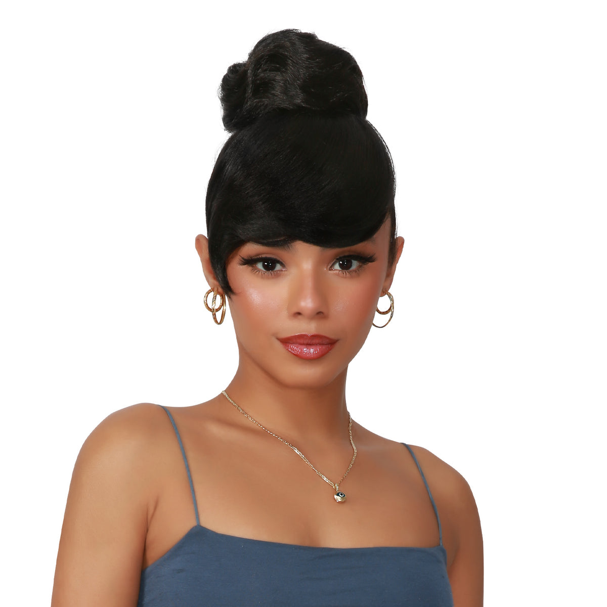 Combination, Swoop Side Bang, Curtain Bang, Layered Bang, Hair Piece, Natural Bun, Twist Bun, Donut Bun, Medium Bun