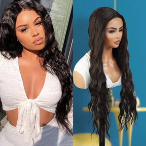  Introducing our 30-inch deep middle part Swiss lace front wig! Made with heat-resistant synthetic fibers, this wig features a gorgeous loose deep wave design, perfect for black women. The deep middle part and Swiss lace front create a natural-looking hairline. Easy to wear and style, this wig is a must-have for a quick style change. Shop now for ultimate style and versatility!