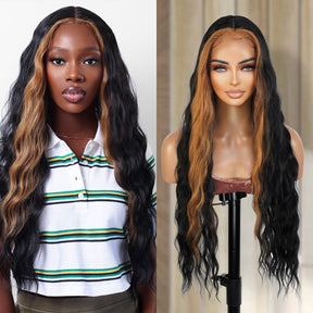  Introducing our 30-inch deep middle part Swiss lace front wig! Made with heat-resistant synthetic fibers, this wig features a gorgeous loose deep wave design, perfect for black women. The deep middle part and Swiss lace front create a natural-looking hairline. Easy to wear and style, this wig is a must-have for a quick style change. Shop now for ultimate style and versatility!
