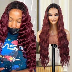  Introducing our 30-inch deep middle part Swiss lace front wig! Made with heat-resistant synthetic fibers, this wig features a gorgeous loose deep wave design, perfect for black women. The deep middle part and Swiss lace front create a natural-looking hairline. Easy to wear and style, this wig is a must-have for a quick style change. Shop now for ultimate style and versatility!