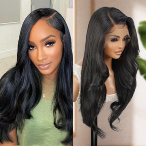 Multi-Parting, 13X6, Human Hair Blend, Frontal Wig, Invisible Lace, Pre-Plucked, Textured Wig, Yaki Textured, Face-Frame Layers, Long-Layered Wig, Blowout Texture, 