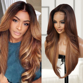 Multi-Parting, 13X6, Human Hair Blend, Frontal Wig, Invisible Lace, Pre-Plucked, Textured Wig, Yaki Textured, Face-Frame Layers, Long-Layered Wig, Blowout Texture, 