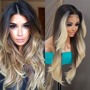 Multi-Parting, 13X6, Human Hair Blend, Frontal Wig, Invisible Lace, Pre-Plucked, Textured Wig, Yaki Textured, Face-Frame Layers, Long-Layered Wig, Blowout Texture, 